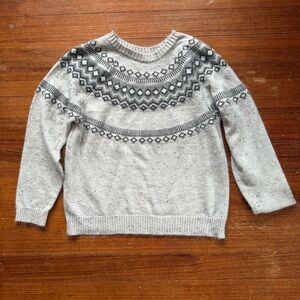 Fair Isle Gray Patterned winter holiday Crew Neck Sweater